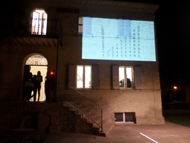 Projection of Bentivoglio's work on to Museo Nori de Nobili Ripe